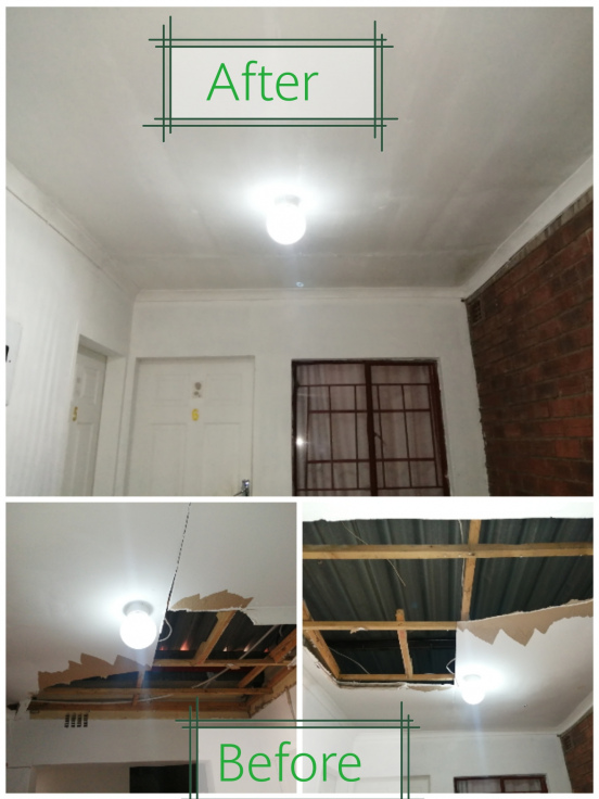 ceiling repairs installation in progress